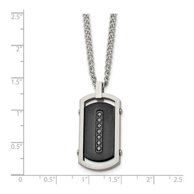 Black Stainless Steel CZ Dog Tag Pendant Necklace – view 6