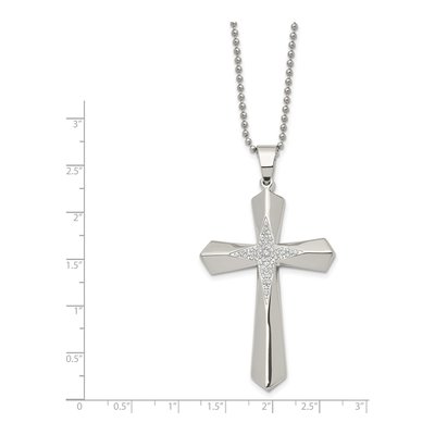 Stainless Steel CZ Cross Pendant Necklace – view 4