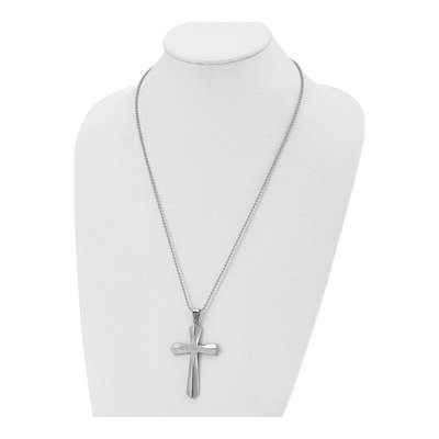 Stainless Steel CZ Cross Pendant Necklace – view 5
