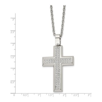 Stainless Steel CZ Cross Pendant Necklace – view 4