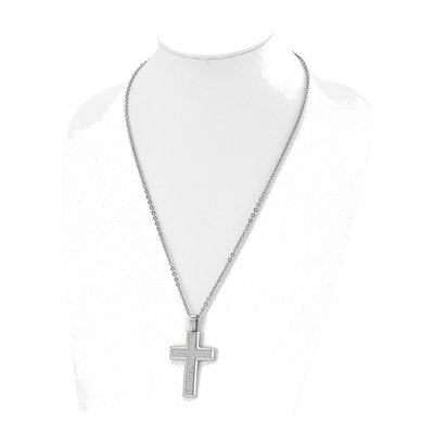 Stainless Steel CZ Cross Pendant Necklace – view 5