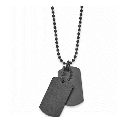 Black Stainless Steel Black Double Dog Tag Pendant Necklace