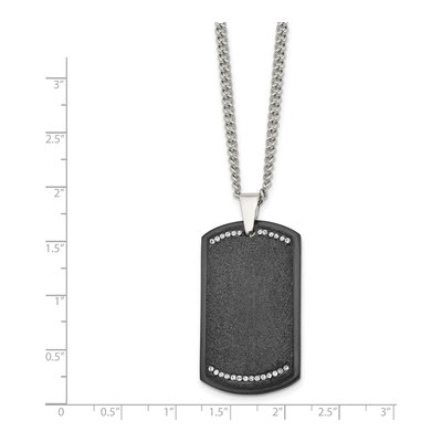 Black Stainless Steel CZ Dog Tag Pendant Necklace – view 4