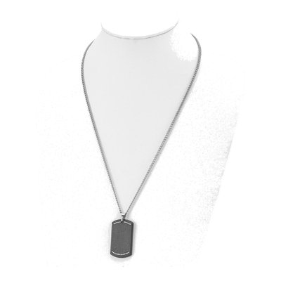 Black Stainless Steel CZ Dog Tag Pendant Necklace – view 5