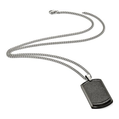 Black Stainless Steel CZ Dog Tag Pendant Necklace – view 6