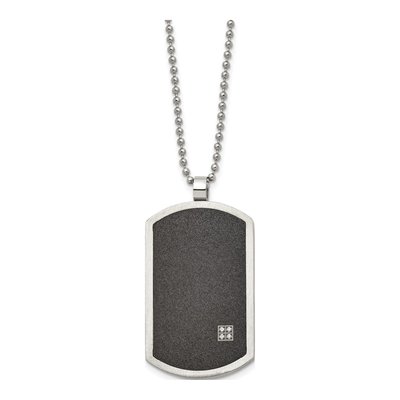 Black Stainless Steel CZ Dog Tag Pendant Necklace – view 4