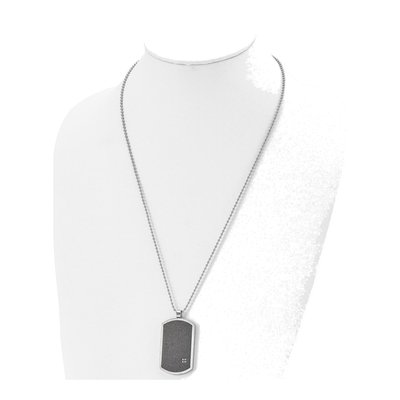 Black Stainless Steel CZ Dog Tag Pendant Necklace – view 5