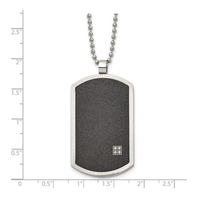 Black Stainless Steel CZ Dog Tag Pendant Necklace – view 6