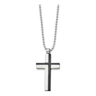 Black Stainless Steel Black Cross Pendant Necklace – view 4