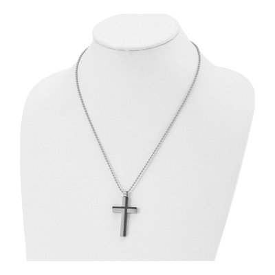 Black Stainless Steel Black Cross Pendant Necklace – view 5