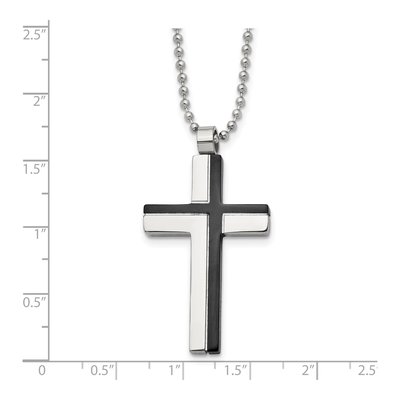 Black Stainless Steel Black Cross Pendant Necklace – view 6