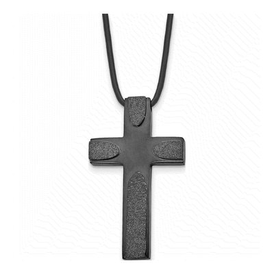 Black Stainless Steel Cross Pendant Necklace
