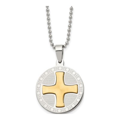 Stainless Steel Spanish Lord's Prayer Pendant Necklace