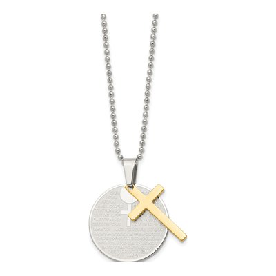 Stainless Steel Lord's Prayer Cross Pendant Necklace – view 4