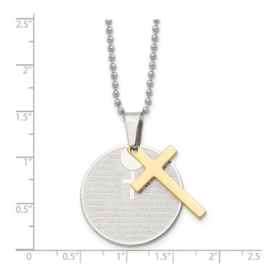 Stainless Steel Lord's Prayer Cross Pendant Necklace – view 6
