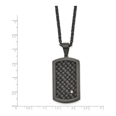 Black Stainless Steel CZ Dog Tag Pendant Necklace – view 4