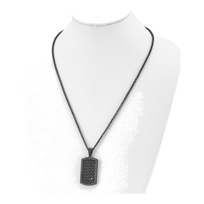 Black Stainless Steel CZ Dog Tag Pendant Necklace – view 5