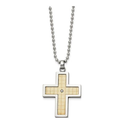 Stainless Steel Diamond Cross Pendant Necklace – view 4