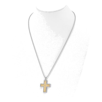 Stainless Steel Diamond Cross Pendant Necklace – view 5