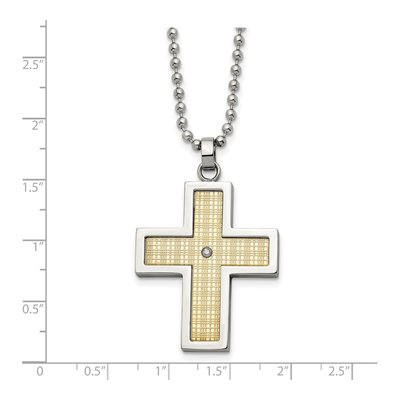 Stainless Steel Diamond Cross Pendant Necklace – view 6