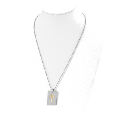 Stainless Steel Diamond Cross Pendant Necklace – view 5