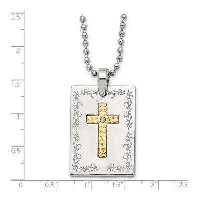 Stainless Steel Diamond Cross Pendant Necklace – view 6