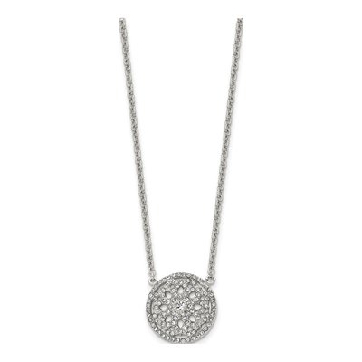 Stainless Steel CZ Flower Pendant Necklace – view 3