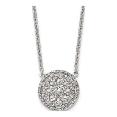 Stainless Steel CZ Flower Pendant Necklace