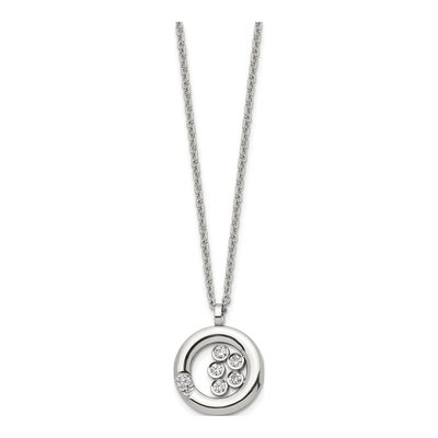 Stainless Steel CZ Circle Pendant Necklace – view 5