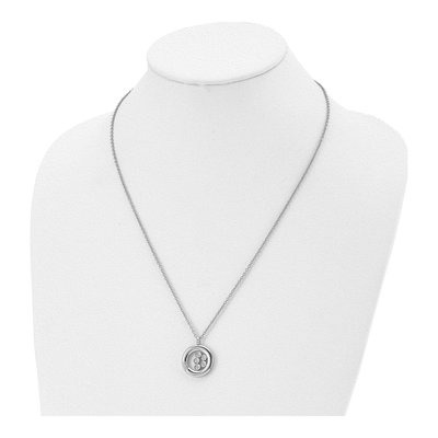 Stainless Steel CZ Circle Pendant Necklace – view 6