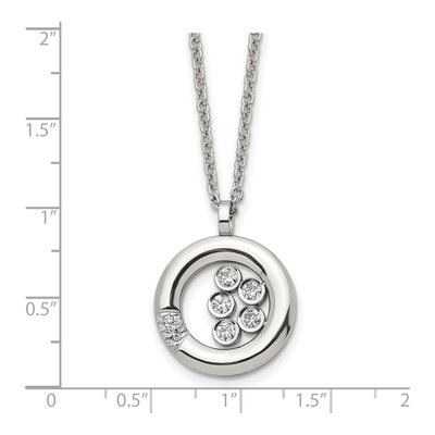 Stainless Steel CZ Circle Pendant Necklace – view 7
