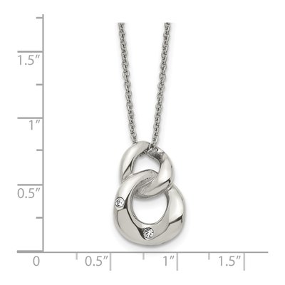 Stainless Steel CZ Two Loop Pendant Necklace – view 6