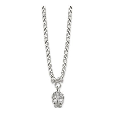 Stainless Steel Crystal Skull Pendant Necklace – view 4
