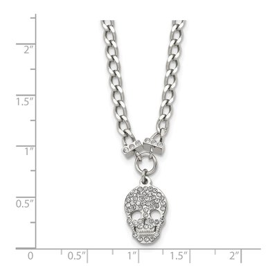 Stainless Steel Crystal Skull Pendant Necklace – view 6