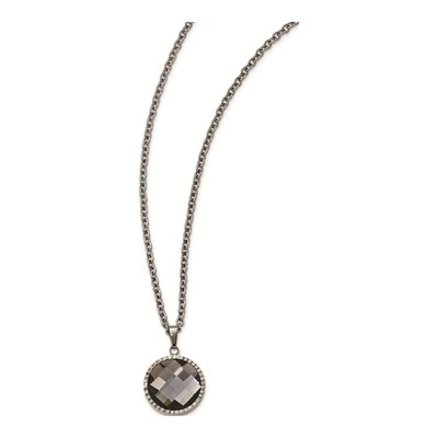 Stainless Steel Grey Glass Pendant Necklace – view 5