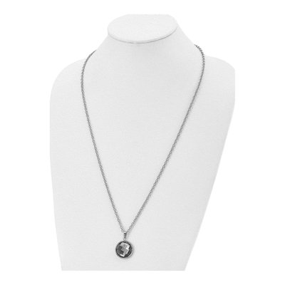 Stainless Steel Grey Glass Pendant Necklace – view 6