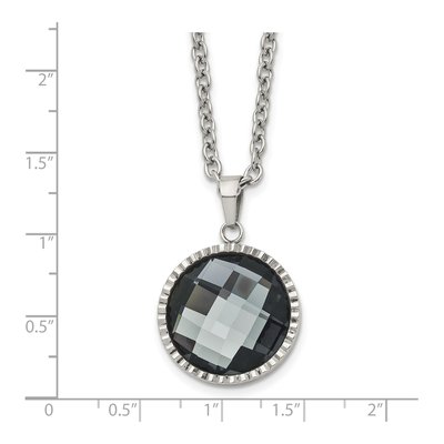 Stainless Steel Grey Glass Pendant Necklace – view 7
