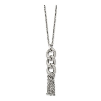Stainless Steel Textured Dangle Pendant Necklace – view 4