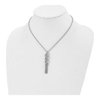 Stainless Steel Textured Dangle Pendant Necklace – view 5