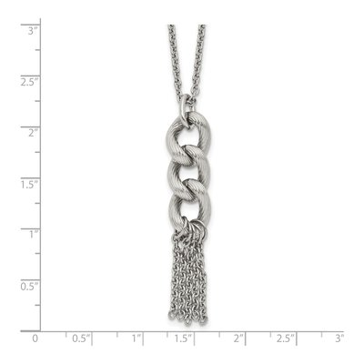 Stainless Steel Textured Dangle Pendant Necklace – view 6