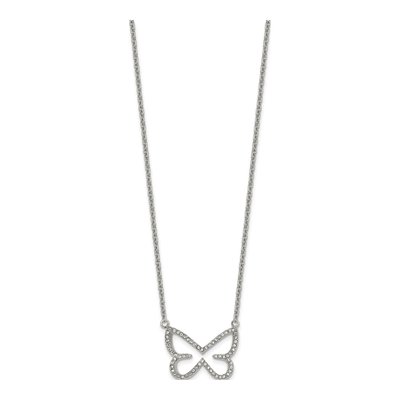 Stainless Steel CZ Butterfly Necklace – view 3