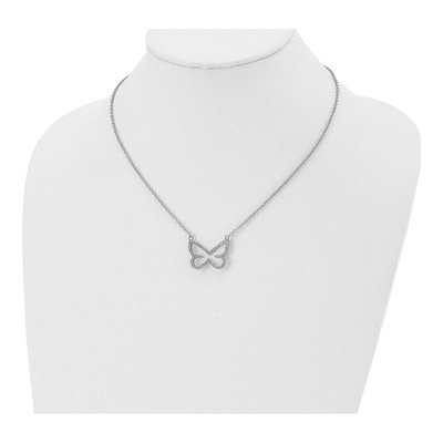 Stainless Steel CZ Butterfly Necklace – view 5
