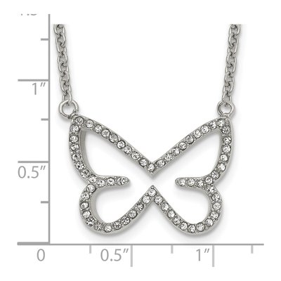 Stainless Steel CZ Butterfly Necklace – view 6