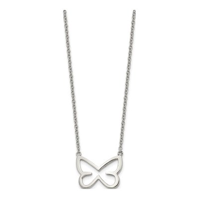 Stainless Steel CZ Butterfly Necklace – view 7
