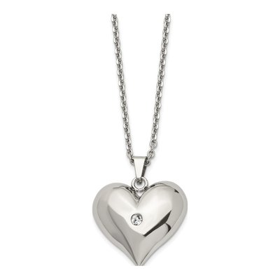 Stainless Steel Crystal Heart Pendant Necklace – view 4