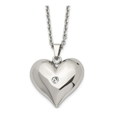 Stainless Steel Crystal Heart Pendant Necklace