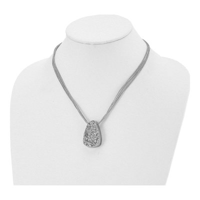 Stainless Steel Agate Druzy on Cord Pendant Necklace – view 6