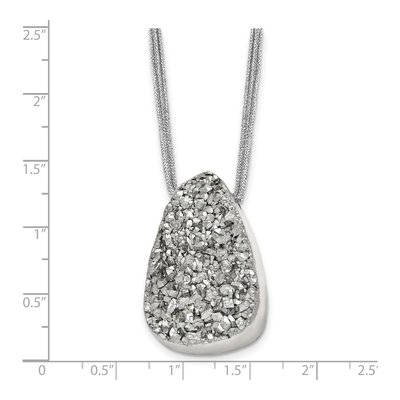 Stainless Steel Agate Druzy on Cord Pendant Necklace – view 7