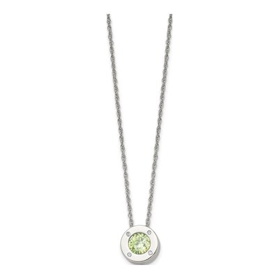 Stainless Steel CZ May Birthstone Circle Pendant Necklace – view 4