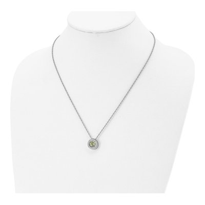 Stainless Steel CZ May Birthstone Circle Pendant Necklace – view 5